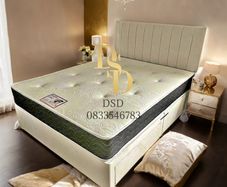 4ft Cream Fabric Bed and Mattress