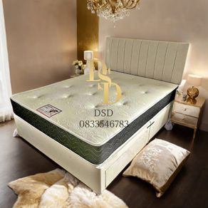 4ft Cream Fabric Bed and Mattress