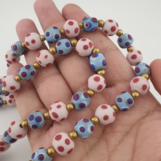Antique Venetian Style Eyes Glass Beads Necklace