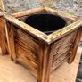 Rustic Handmade Wooden Square Planter Box Image 3