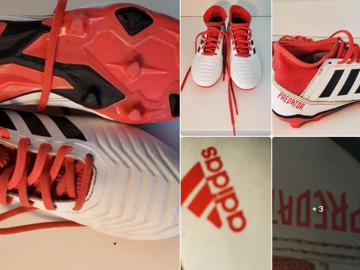Adidas Predator Kids White Red Firm Ground Football Boots UK 2.5