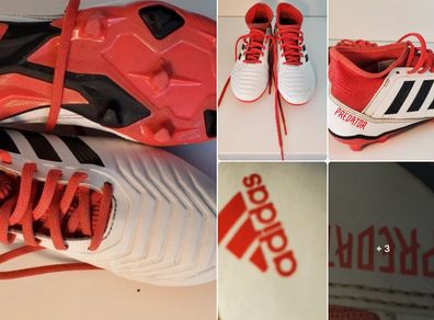 Adidas Predator Kids White Red Firm Ground Football Boots UK 2.5