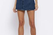Denim button front skirt