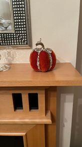 Pumpkin in velour & gold sequins