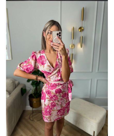 Dress With Pink Beige Flowers