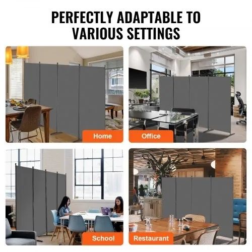 4 Panels Room Divider, Folding Privacy Screen and Portable Partition Divider for Room Separation, Freestanding Room Partitions for Office, Bedroom, Study, Grey