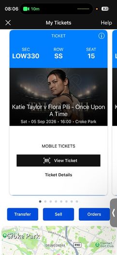 Katie Taylor Croke Park (SEATS TOGETHER) Low Seating Close To Pitch