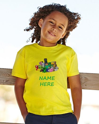 Personalised Minecraft T-shirt For Kids Free Postage