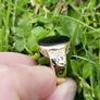 Vintage Heavy 9ct Yellow Gold Gents Black Stone Ring Image 5
