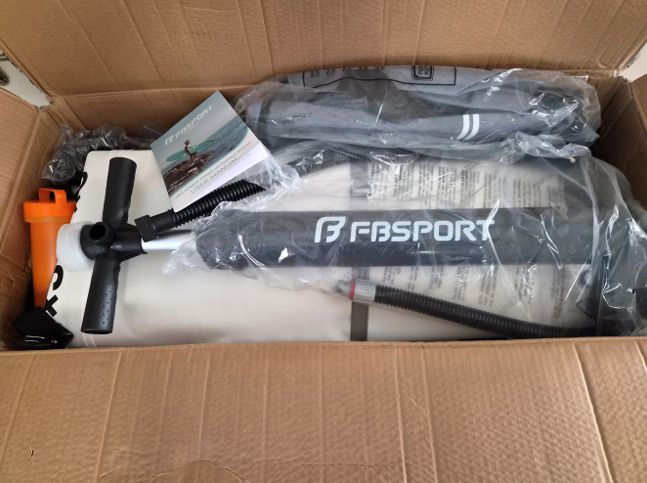 FBSPORT 11' Premium Stand Up Paddle Board - SUP Board - Black and White