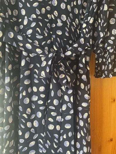 Emily & Me V neck purple navy midi dress UK 16