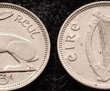 [#1253] - Ireland 1964 | 3 Pence | Irish 3d | Hare | KM.12a