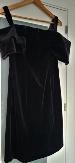 VINTAGE Official black velvet bow bardot Sz 12UK ( Fit 8-10UK)
