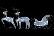 Reindeer &amp; Sleigh Christmas Decoration 60 LEDs Outdoor White
