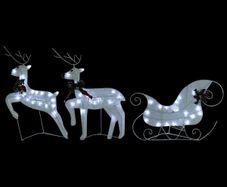 Reindeer & Sleigh Christmas Decoration 60 LEDs Outdoor White