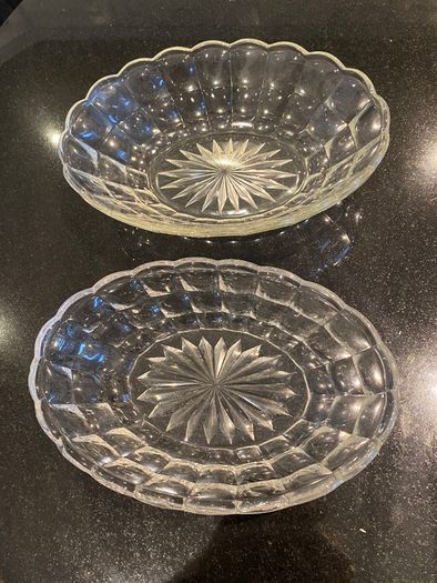 vintage  mid 20th century glass starburst dishes price for both