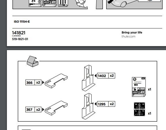 Thule Roof Bar Rapid System Kit 1821