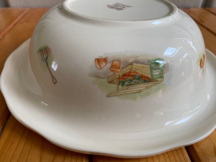 Beautiful Rare Vintage Aynsley Fine Bone China Edwardian kitchen garden - Jug and Wash Bowl