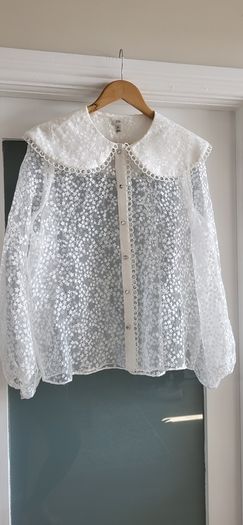 RIVER ISLAND white daisy print sheer blouse Sz 16UK - Bnwt Rrp 40 sterling