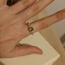 Green Stone Crystal Gold Tone Ring Image 5