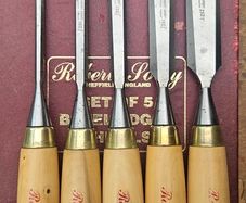 Robert Sorby gilt edge chisel set, boxed