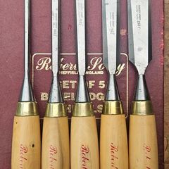 Robert Sorby gilt edge chisel set, boxed