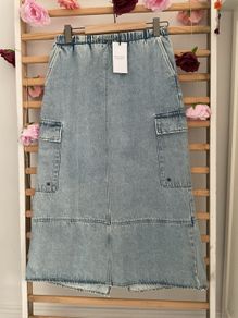 NWT sisters point premium brand combat inspired long denim skirt small 10/12