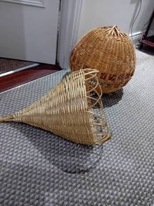2 x Vintage Wicker Pendant Light Shades
