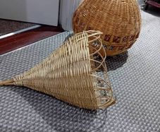 2 x Vintage Wicker Pendant Light Shades