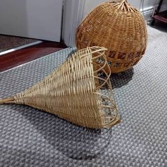 2 x Vintage Wicker Pendant Light Shades