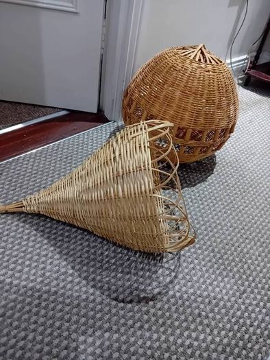 2 x Vintage Wicker Pendant Light Shades