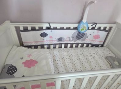 Baby Cot with Mattress & Accessories  Excellent C