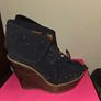 Mulberry Ink Blue Studded Wedges Size 41 Image 3