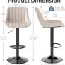 Bar Stools Set of 2, Adjustable PU Leather Bar Stool Beige Image 5