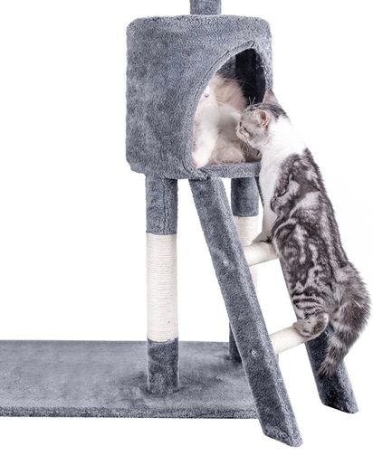 145cm Cat Scratch Posts Stable Cat Climbing Tower Multi-Level Cat Activity Trees for Indoor Cats, Pet Activity Furniture Play House for Kitty Kitten (FREE POSTAGE)