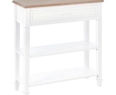Console Table, 3-tier Hallway Table with Drawer and 2 Open Shelves, Retro Entry Table for Shoe Storage, White