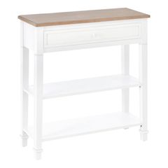 Console Table, 3-tier Hallway Table with Drawer and 2 Open Shelves, Retro Entry Table for Shoe Storage, White