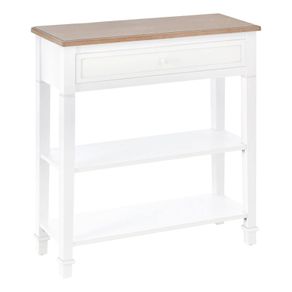 Console Table, 3-tier Hallway Table with Drawer and 2 Open Shelves, Retro Entry Table for Shoe Storage, White
