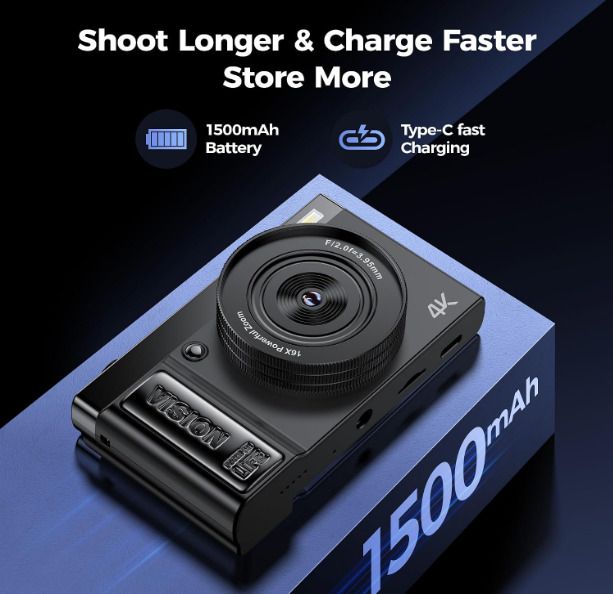 Digital Camera 4K for Photography Vlogging: 64MP Cameras for Video - 16X Zoom Photo Camera