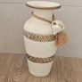 Ceramic vase rustic antique beige roman stoneware gold greek Image 2