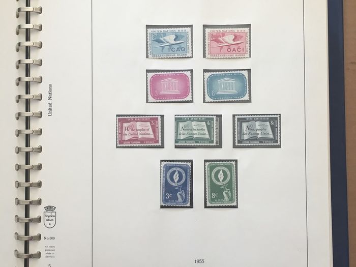 1951-1980s United Nations Stamp Collection Mint Never Hinged (MNH) in Lindner Pages housed in album (60 images showing contents)