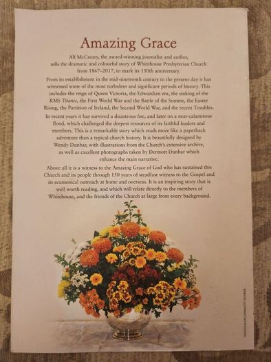 Amazing Grace. The Story Of Whitehouse Presbyterian Church 1867-2017. By Alf Mccreary. Signed First Edition Large Volume Paperback In Good Condition.