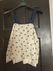 Zara trafaluc white and Navy Sun top size 38