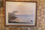 Framed vintage picture of coastal scene