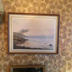 Framed vintage picture of coastal scene