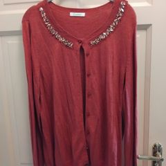 purple jewel neck cardigan size 16 like new