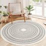 NEW SALE | Round Rug Bohemian 4ft Circle Area Rug Cotton Rugs with Geometric Pattern Printed Hand Woven Circle Carpet with Tassels Indoor Floor Mat for Home Kitchen Living Room Bedroom Image 5