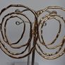 Gold Organic Abstract Concentric Oval Textured Hoop Earrings Image 3