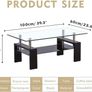 Rectangle Glass Coffee Tables High Gloss Storage Side Table with Lower Shelf Modern Living Room Furniture/Black (FREE POSTAGE) Image 5