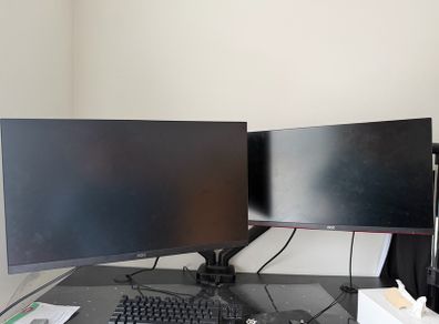 2 gaming monitors with arm
